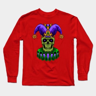 Skull Clown Illustration Long Sleeve T-Shirt